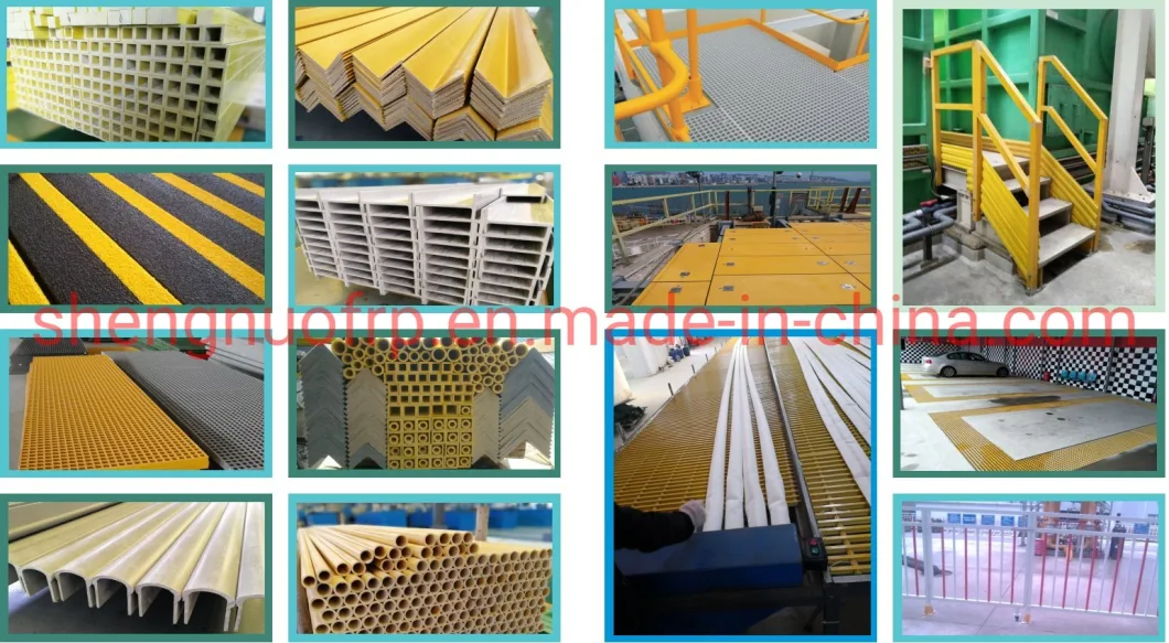 FRP/GRP Molded Grating System Stair Tread Safety Handrail